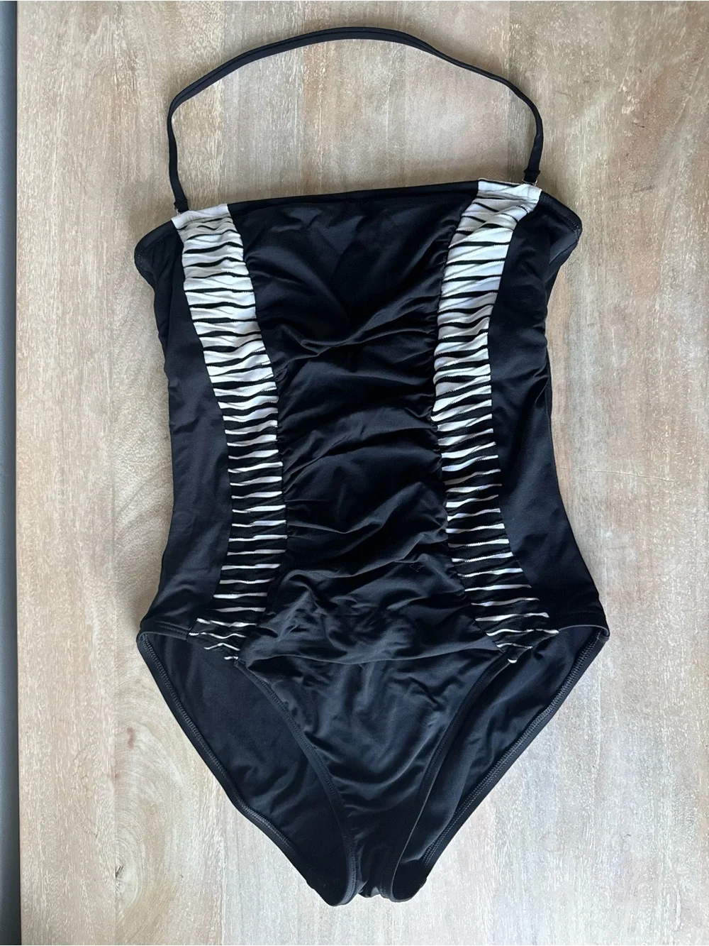 La Blanca Black One-Piece Swimsuit with White Contrast Panels